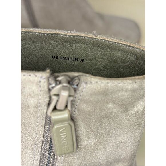Vince Women's Kaye Suede Square Toe Block Heeled Bootie Grey Size 6 - Picture 9 of 10
